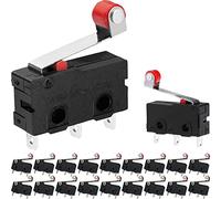 DAOKAI 20PCS Micro Limit Switch Lever Arm with Roller 5A 125V/250V 3Pin Momentary Contact Switch Straight Handle for Various Industrial Automation Equipment