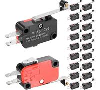DAOKAI 20PCS V-156-1C25 Micro Switch 125V/250V 16A with Long Roll Hinge Lever Momentary SPDT Snap Action Button Limit Switch for Electronic Equipment