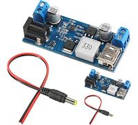 DAOKAI 2PCS Buck Converter Module 24V/12V to 5V 5A Power USB Port LED Light DC-DC High Power Buck Voltage Regulator for Phone Charging with DC Power Cable