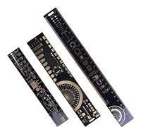 DAOKAI 3PCS PCB Ruler 3Sizes 15/20/25cm 5.9/7.8/9.8in Multifunctional Engineering Ruler Resistor Capacitor Chip IC Measuring Tool Printed Circuit Board Ruler