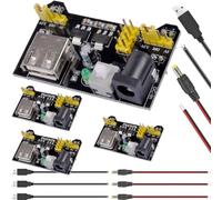 DAOKAI 4 pcs Power Supply Module 3.3V 5V Breadboard Power Module with USB male two-core cable DC male two-core cable for Arduino DIY Electronic circuit production