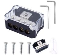 DAOKAI 4 Way Power Distributor, 1-0/2/4 Gauge In, 2-4/8 Gauge Out, Car Audio Circuit Breaker, Clip-In Mount, 4 Poles, Zinc Alloy, 2 Pcs