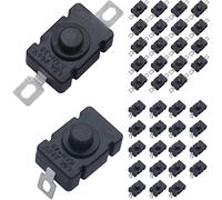 DAOKAI 40Pcs Latching Mini ON/Off Switch(20 Flat Pin + 20 Curved Pin), Self-Lock Micro Push Button 1.5A AC 250V Switch KAN-28 for Torch SMD Type Flashlight