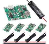 DAOKAI 5 pcs Battery Charger Module 18650 Lithium Li-ion Battery Charger Module 3.7V 4.2V to 27V Adjustable Step Up Module + 5 pcs 18650 Battery Holder with 26AWG Red and black cable