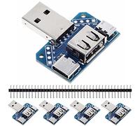 DAOKAI 5 Pcs USB 4 in 1 to DIP Adapter 2.54mm 8 Pin Type-C/Type-A Male/Type-A Female/Micro USB Socket to DIP Breakout Board for DIY Power Supply with 40 Pin Header