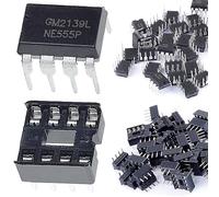 DAOKAI 50 pcs NE555P Single Precision Timer NE555 IC Pulse Generator Single Bipolar DIP-8 + 50 pcs DIP-C IC Socket for DIY Electronic Circuit Projects