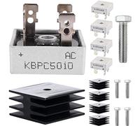 DAOKAI 5Pcs KBPC5010 Bridge Rectifier Diode,50A 1000V Single Phase Diode Axial,High Power 1000 Volt Full Wave Electronic Silicon Diode Electronic Components with Heat Sink,Screws