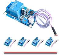 DAOKAI 5PCS Photoresistor Module 12V Light Automatic Control Relay Module XH-M131 Detection Sensor Relay Module Automatic Light Control Switch with 24AWG Wire