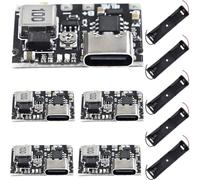 DAOKAI Battery Charger Board,18650 Lithium Li-ion Battery Charger module,DC-DC Step Up Boost Module Adjustable charge and discharge 3.7V 4.2V to 5V/9V 1A,with Single battery case,pack of 5