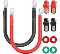 DAOKAI Battery Inverter Cable,2 AWG 35 mm² 30cm Car Battery Jump Leads,12V Battery Clip Set Red + Black Pure Copper,Heavy Duty with Ring Terminals, for Truck, Motorcycle, Solar, RV, Marine