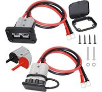 DAOKAI Battery Quick Connect/Disconnect Connector 50A,6 to 12 Gauge Battery 10AWG Silicone Cable Connector 1m with O-Type Terminal,Wire Harness Plug Kit for Car Winch Trailer - 2 Pack