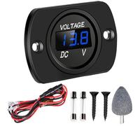 DAOKAI Battery Voltage Meter,DC12V 24V Car Voltmeter,LED Digital Display Panel Waterproof Round Volt Tester Gauge Meter with Terminals for car Truck RV ATV Boat (Blue LED Display)