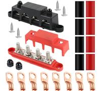 DAOKAI Bus Bar 12 V Power Distribution Block, M8 Terminal Studs Junction Block,Red & Black Marine Busbar High Performance Module with Cover for Cars RVs Ships(2Pcs)