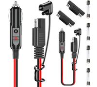 DAOKAI Cigarette Lighter,SAE Battery Charger Cable,12V 15A/20A Cigarette Lighter Male Plug to SAE Quick Release Adapter Extension Charging Cable 16AWG 30cm-2pcs