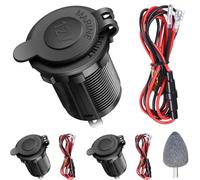 DAOKAI Cigarette Lighter Socket,DC 12V Car Power Socket Replacement,Power Outlet Adapter Waterproof with Wiring Harness for Car Trucks Motorcycles - 3pcs