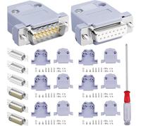 DAOKAI DB15 Connector Adapter Kit,15PIN RS232 Serial 2-row Port Terminal Breakout D-SUB Male/Female Solder Cup Connectors,DB15 Plastic Shell Cover(4PCS Male + 4PCS Female)