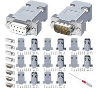 DAOKAI DB9 Connector Adapter Kit,9PIN RS232 Terminal Adapter Breakout Board,D-SUB Male/Female Solder Cup Connectors,DB9 Plastic Shell Cover(5PCS Male + 5PCS Female)