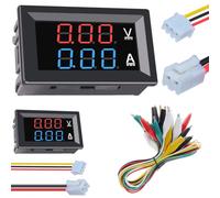 DAOKAI Digital Ammeter Voltmeter 100V 10A,Mini Digital Volt-Amp Meter, DC Power Monitor LCD Display Panel Blue Red Dual Display High Precision With Reverse Polarity Protection-2pcs