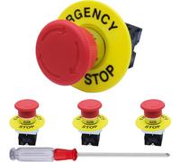 DAOKAI Emergency Stop Switch 1NC 1NO Red Sign AC 660V 10A 22mm Rotation Reset Mushroom Push Button Press Stop and Lock, for Industrial Emergency Stops(4PCS)