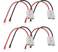 DAOKAI Forklift Charging Plug Cable,50A 600V Battery Quick Connect/Disconnect Connector 10AWG Silicone Cable Connector 60cm with O-Type Terminal for Car Winch Trailer - 2 Set