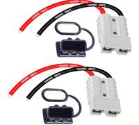DAOKAI Forklift Charging Plug Cable,50A 600V Battery Quick Connect/Disconnect Connector with 10AWG 30cm Silicone Cable,Single Head Line Battery Charging Cable Towing Winch Quick Connect - 1set