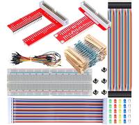 DAOKAI GPIO Expansion Board Breakout Board Kit for Raspberry Pi 3 4 3B+ 3B 2B B+ A+ Zero w, GPIO T/U-type Adapter Board + Breadboard + Rainbow Ribbon Cable + Resistors