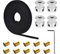 DAOKAI GT2 Timing Belt Length 2M, Open 3D Printer Timing Belt 2mm Pitch 6mm Wide + 20 Teeth GT2 Timing Belt Pulley Wheel + Copper Sleeve + Allen Wrench, for 3D Printer