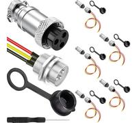 DAOKAI GX16 Aviation Connector 3Pins Plug and Socket Wire Cable Connector,Panel Metal Connector Plug 0.63"(16mm) Thread Male Female Plug Socket with Waterproof Caps-6set
