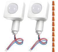 DAOKAI Human Body Infrared Sensor AC85-265V Adjustable 10mm PIR Motion Detector Outdoor Indoor Infrared Light Switch with LED Light Sensitive Time Delay,for Night Use with Lights - 2pcs