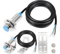 DAOKAI Inductive Proximity Sensor NJK-5002C 10 mm distance Hall sensor magnetic proximity switch NPN 3-cables Normally Open DC 5-30V M12 with M12 Bracket magnet, pack of 2