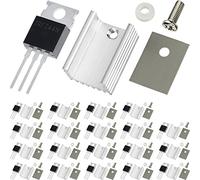 DAOKAI IRFZ44N MOSFET Transistor In-line 55V 49A N-Channel Rectifier Power MOSFET Transistor + Aluminum Heatsink/Mounting Kits for MOSFET Transistor(20Pcs)