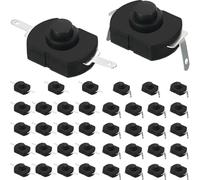 DAOKAI Latching Push Button Switch KAN-23 Flat Pin & Bent Pin with Hole On/Off Self-lock Button,DC 30V 1A Micro Switch for Flashlight LED Light DIY Electronics - 20set