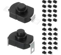 DAOKAI Latching Push Button Switch KAN-23 Large Flat Pin & Large Bent Pin with Hole On/Off Self-lock Button,DC 30V 1A Micro Switch for Flashlight LED Light DIY Electronics - 20set