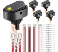 DAOKAI LED Lighted Rocker Switch 12V 30A SPST 3 Pin ON Off Toggle Switch Illuminated Yellow Lighted Oval Shaped Switch for Automotive Truck RV Boats - 5pcs