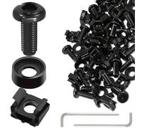DAOKAI M6 Rack Screws Cage Nuts and Washers Set,M6x16mm Hexagon Socket Rack Mount Screws and Square Insert Nuts,for Rack Mount Data Cabinets,Stainless Steel Black-50set