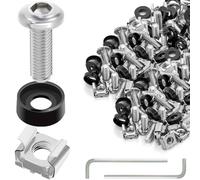 DAOKAI M6 Rack Screws Cage Nuts and Washers Set,M6x20mm Hexagon Socket Rack Mount Screws and Square Insert Nuts,for Rack Mount Data Cabinets,Stainless Steel-50set