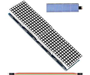 DAOKAI MAX7219 Dot Matrix Module 8 x 32 MCU Control Driver Board Blue LED Common Cathode 4 in 1 Display Module with Dupont Cable for Arduino Microcontroller