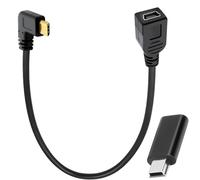 DAOKAI Mini USB Female to Type C Male Cable,90 Degree Type C To Mini 5-Pin Adapter 9.8in/25cm For Mini Dash Cam Laptop Mobile Phones Data Transfer Syncing Gaming-2pcs