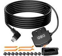 DAOKAI OBD Power Cable for Dash Camera,12V/24v to 5V 3A OBD to Mini USB(Right Angle) OBDII Adapter Hardwire Charger Cable,24 Hours Surveillance/Acc Mode,with Time-lapse Recording(11.5FT/3.5M)