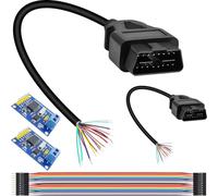 DAOKAI OBD2 J1962 Male Connector to Open Plug Bare Wire,OBDII Diagnostic Extension Cable 16 Pin Diagnostic Plug OBD DIY Pigtail Copper Core(30cm/12'')-2pcs