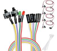 DAOKAI PC Desktop Case Off/On/Reset/HDD Switch,Desktop Computer Case Motherboard Power Button Switch Red Green LED Indicator,ATX Power Supply Reset HDD Switch Cable 27in(5 Pack)