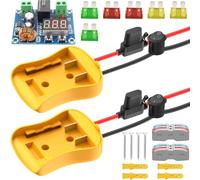 DAOKAI Power Wheel Adapter,for Dewalt 20V Battery Dock Power Connector,Battery Converter Kit,with Fuses & Switch & Wire Terminals,12AWG Wire,for DIY RC Car Toys Robotics - 2pcs