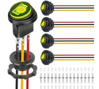 DAOKAI Round Rocker Switch with Shell 2 Position 12V 20A ON Off Waterproof Heavy Duty Illuminated Marine Round Toggle Switch Yellow LED Lighted for Marine Car RV Truck -5Pcs
