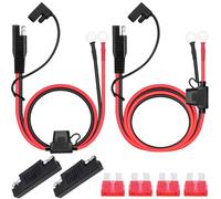 DAOKAI SAE Battery Connector,2FT/5FT SAE to O Ring Terminal Harness 16AWG Quick Connect/Disconnect,with 10A Protection Fuse,for Cars Motorbike Tractors-4PCS