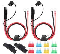 DAOKAI SAE Battery Connector, 2FT SAE to O Ring Terminal Harness 10AWG Quick Connect/Disconnect, 15A/20A/30A Fuses for Cars Motorbike Tractors-2PCS