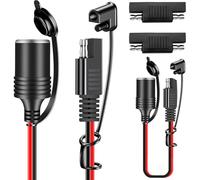 DAOKAI SAE to Cigarette Lighter Socket,12V-24V Power Extension Cable 16AWG, Car Cigarette Lighter Female Socket to SAE 2 Pin Quick Release Connect Disconnect Plug Adapter-2pcs