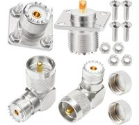 DAOKAI SO239 Connectors,UHF Female SO239 4-Hole Panel Chassis Mount Flange Panel Adapter RF Coaxial Coax Connector+UHF Male to UHF Female Right Angle Adapter-4Pcs