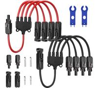 DAOKAI Solar Connectors Y Branch Parallel Adapter, 1 to 4 M/FFFF & F/MMMM Splitter Cable Wire Plug Tool Kit,Photovoltaic Connector Distributor for Solar Panel-2pcs