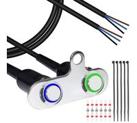 DAOKAI Universal Motorcycle Switch,Blue Latching+Green Momentary 2 Buttons Stainless Steel LED Handlebar Waterproof Switch 5A/12V, for Headlight Fog Light Horn Turn