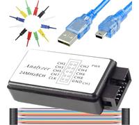 DAOKAI USB Logic Analyzer Device kit USB Cable 24MHz 8CH 24MHz 8 Channel UART IIC SPI Debug with 6 Colors Test Hook Clip Set Mini to USB Cable Dupont Cable for Arduino FPGA M100 SCM